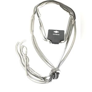 EXPRESS Silver Snake Chain Knot Lariat Tassel Necklace NWT​​